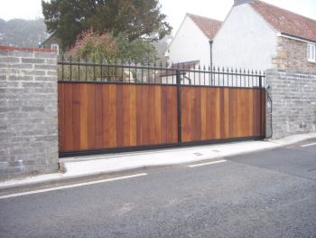 Sliding wooden gate