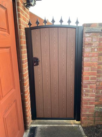 Composite pedestrian gate dark brown 1